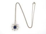 45304 - Platinum AGL Burma Sapphire Diamond Starburst Cluster Pendant Necklace