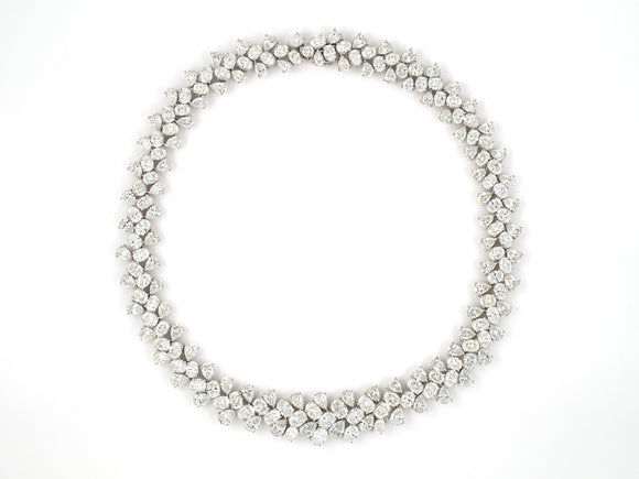 45305 - SOLD - Circa 1998 Platinum Diamond Graduated Cluster Link Necklace