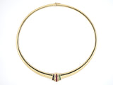 45306 - Gold Diamond Ruby Emerald Sapphire Slide Tapered Omega Necklace