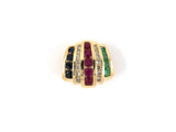 45306 - Gold Diamond Ruby Emerald Sapphire Slide Tapered Omega Necklace