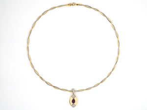 45312 - SOLD - Gold AGL Burma Ruby Diamond Navette Shaped Pendant