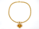 45314 - Gold Diamond Citrine Shield Shape Woven Link Pendant Necklace