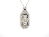 45321 - SOLD - Art Deco Platinum Diamond Synthetic Sapphire Stamped Filigree Removable Pendant Bail Necklace Pin