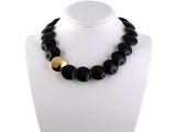 45325 - Tiffany Gold Black Onyx Disc Lentil Necklace