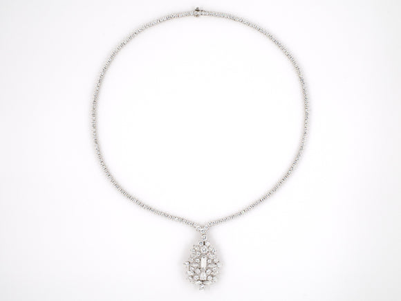 45326 - SOLD - Oscar Heyman Platinum Diamond Riviere Detachable Pear Shape Pendant Necklace