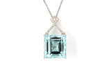 45327 - SOLD - Art Deco Platinum Diamond Aqua Drop Pendant Necklace
