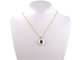 45328 - Platinum Yellow Gold Diamond AGL Pinkish Purple Sapphire White Enamel Pendant Necklace