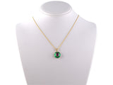 45329 - Yellow Gold Diamond Pinkish Purple Sapphire AGL Madagascar Green Enamel Pendant Necklace