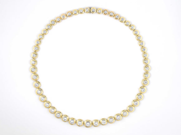 45331 - Platinum Gold Diamond Bezel Set Graduated Riviere Necklace