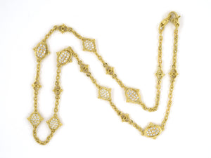 45334 - Judith Ripka Gold Diamond Double Sided Beaded Link Cable Chain Necklace