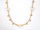 45340 - Italy Gold Pearl 12mm Blue Pink Yellow Sapphire Necklace