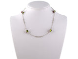 45341 - Italy Gold Diamond By The Yard Peridot Pink Tourmaline Necklace