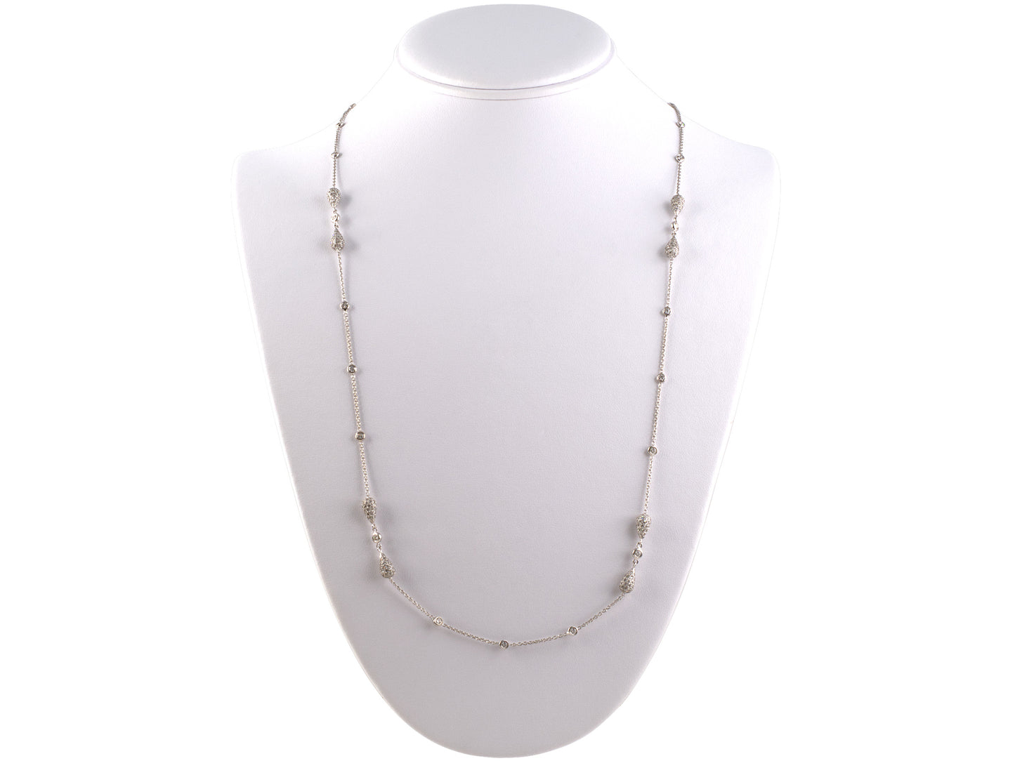 45342 - Italy Gold Diamond By The Yard With 6 Pave Set Tear Drop Necklace