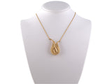 45343 - Circa 1950 Gold Twisted Rope Open Wire Design Pendant Necklace