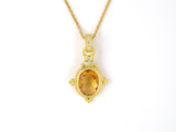 45348 - Gold Diamond Citrine Corrugated Beaded Pendant Necklace