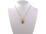 45348 - Gold Diamond Citrine Corrugated Beaded Pendant Necklace