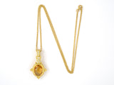 45348 - Gold Diamond Citrine Corrugated Beaded Pendant Necklace