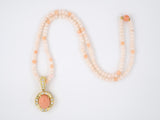 45349 - Gold Diamond Pink Coral Detachable Pendant Coral Bead Necklace