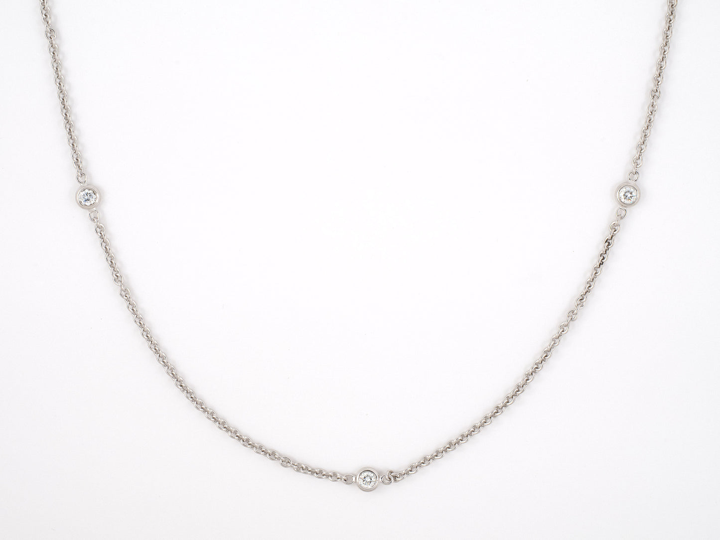 45353 - Gold Diamond Bezel Set Diamond By The Yard Cable Chain Necklace