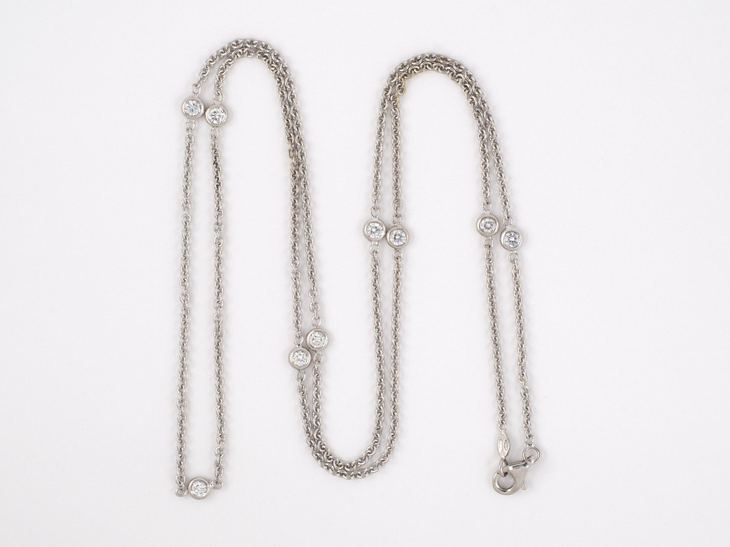 45353 - Gold Diamond Bezel Set Diamond By The Yard Cable Chain Necklace