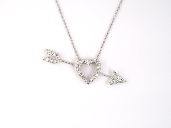 45354 - Gold Diamond Heart And Arrow Pendant Necklace