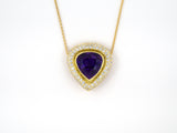 45355 - SOLD - Gold Pear Shape Amethyst Pave Set Diamond Pendant Necklace