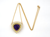 45355 - SOLD - Gold Pear Shape Amethyst Pave Set Diamond Pendant Necklace