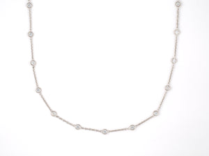 45359 - SOLD - Gold Diamond By The Yard Bezel Set Cable Chain Necklace 77"