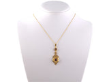45364 - SOLD - Victorian Gold Amethyst 1/2-Pearl Scroll Design Pendant Necklace