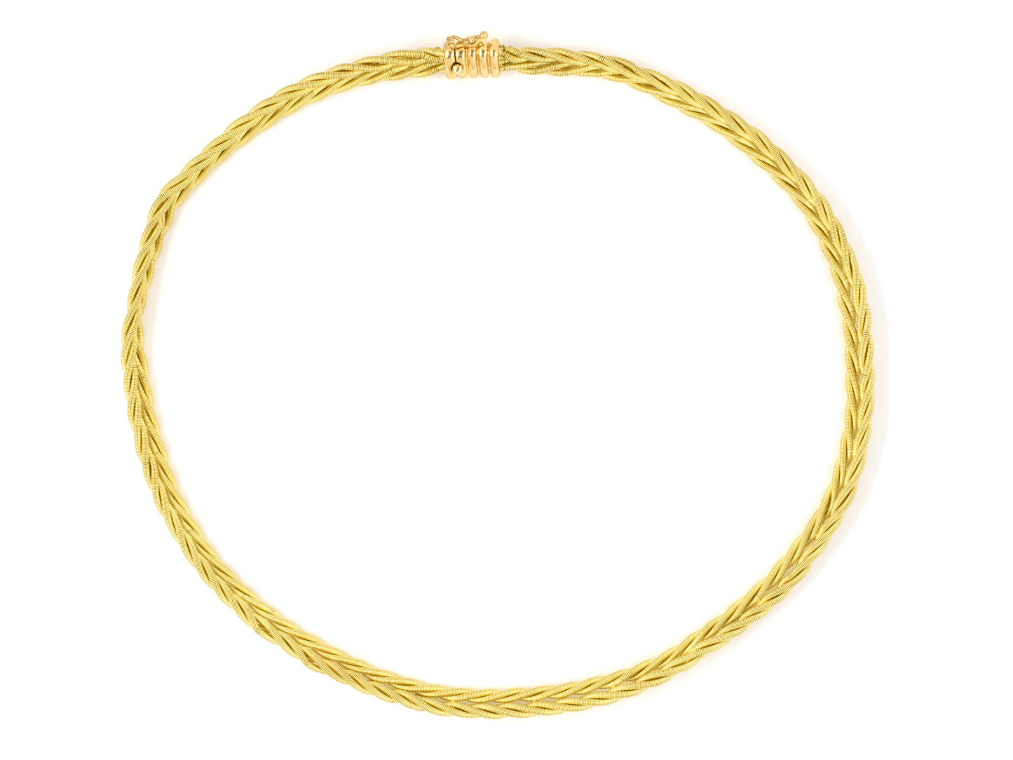 45367 - Italy Gold Round Snake Woven 6 Strand Necklace