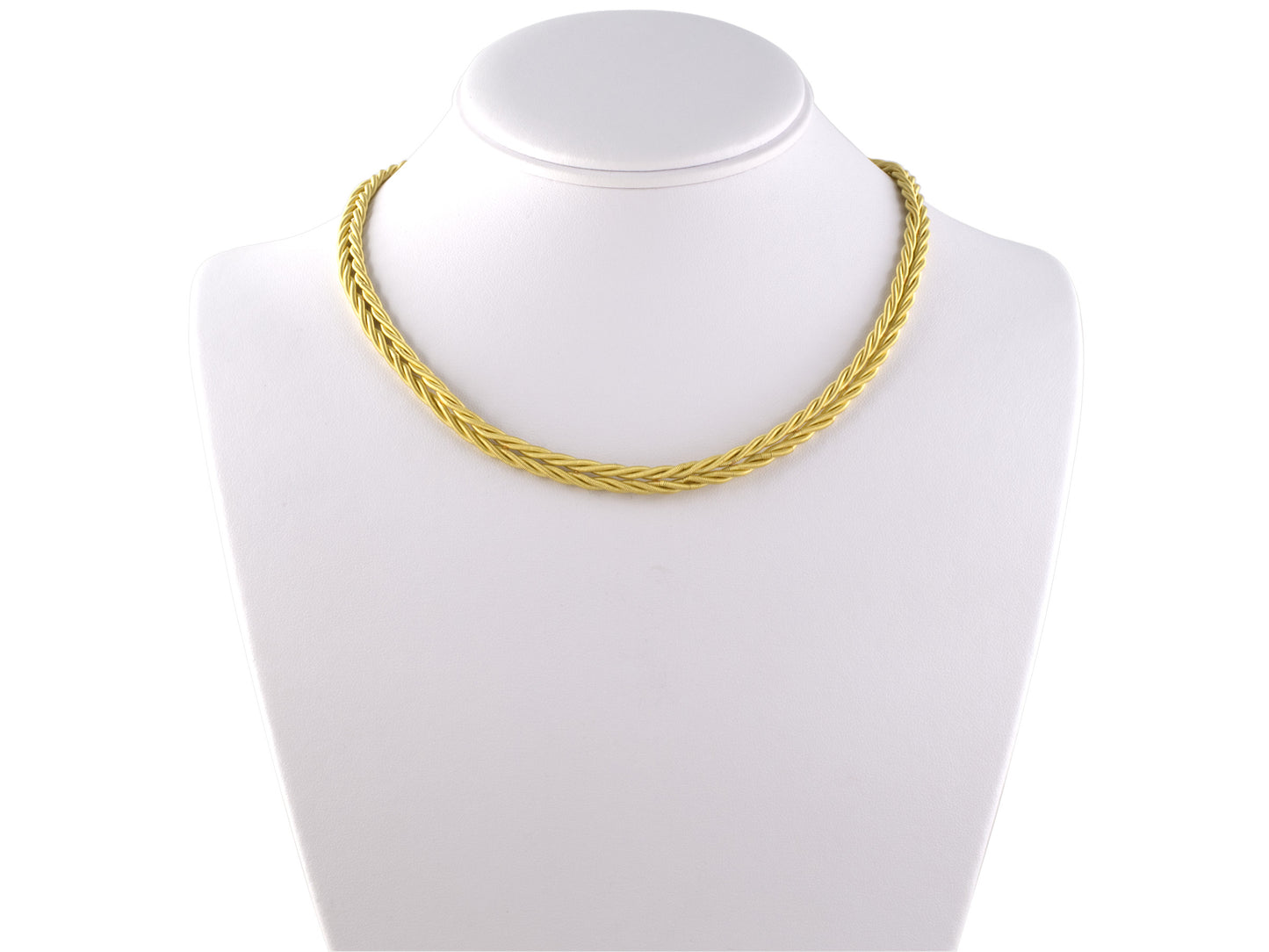 45367 - Italy Gold Round Snake Woven 6 Strand Necklace
