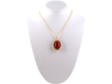 45368 - Triple Strand Nesting Graduated Coral Bead White Enamel Rondel Gold Platinum Diamond Coral Cluster Clasp Converts To Pendant Necklace