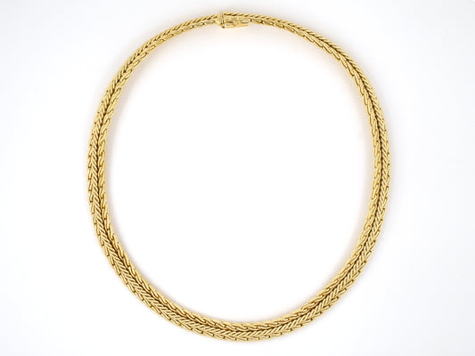 45369 - Gold 3 Row Woven Rope Design Necklace