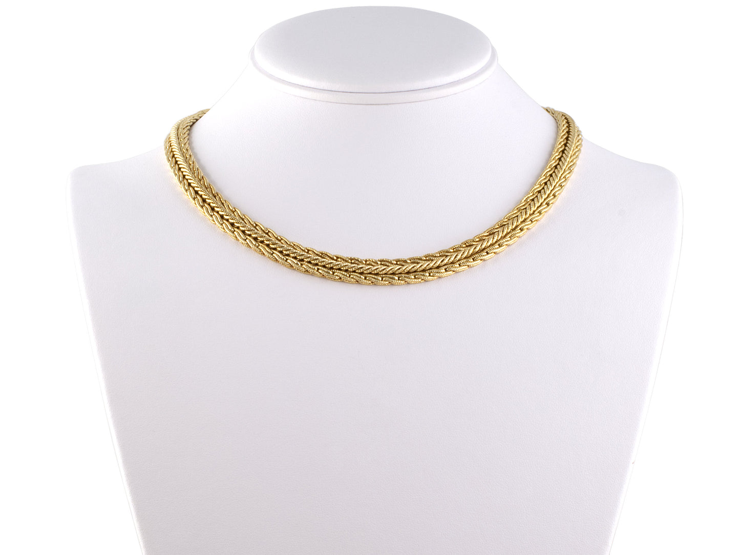 45369 - Gold 3 Row Woven Rope Design Necklace