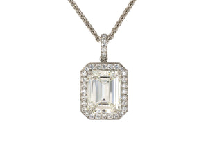 45371 - Platinum GIA Diamond Rectangular Cluster Pendant Necklace