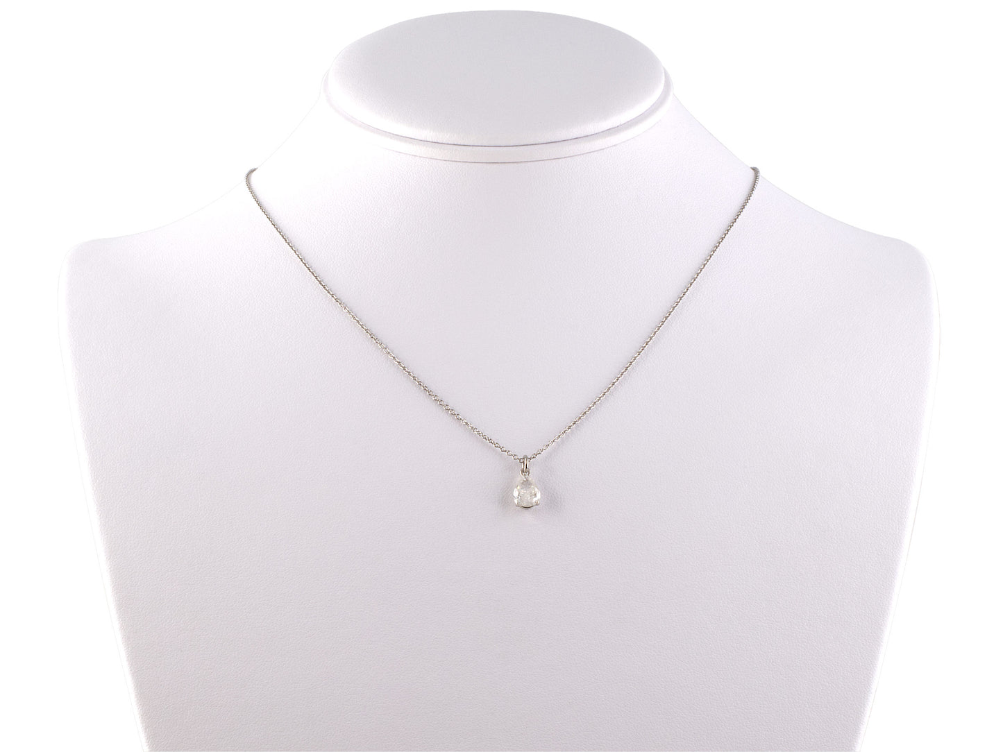 45372 - SOLD - Platinum Pear Shape Diamond Solitaire Pendant Necklace