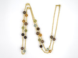 45374 - Judith Ripka Gold Diamond Brown Pearl Multi Color Quartz Beads Cable Chain Necklace