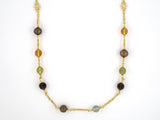 45374 - Judith Ripka Gold Diamond Brown Pearl Multi Color Quartz Beads Cable Chain Necklace