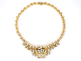 45375 - Circa 1950S Mauboussin French Platinum Gold Diamond Wire Spray Ribbon Design Necklace