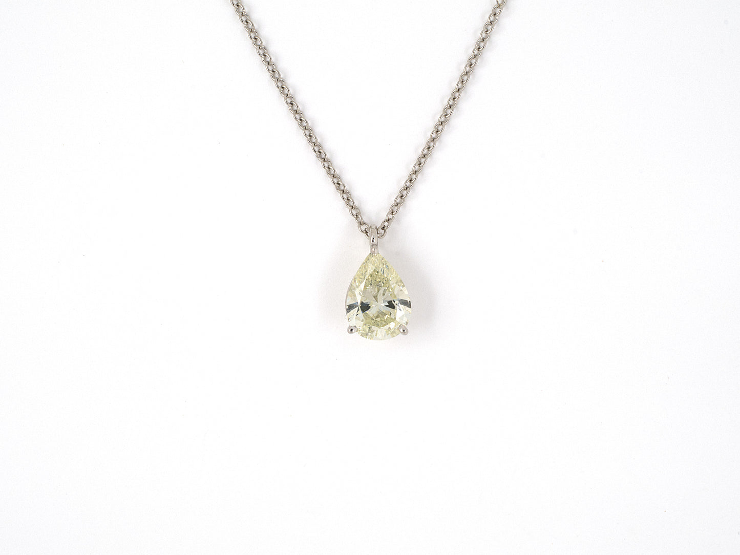 45379 - Platinum Pear Shape Diamond Solitaire Pendant Necklace
