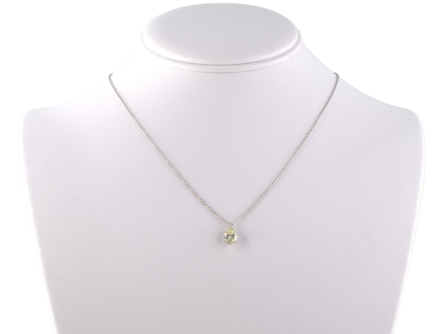 45379 - Platinum Pear Shape Diamond Solitaire Pendant Necklace
