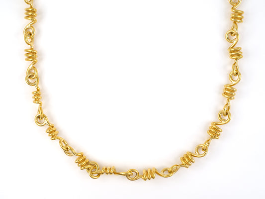 45380 - SOLD - Circa 1980S Verdura Gold Coil Wire Link Necklace