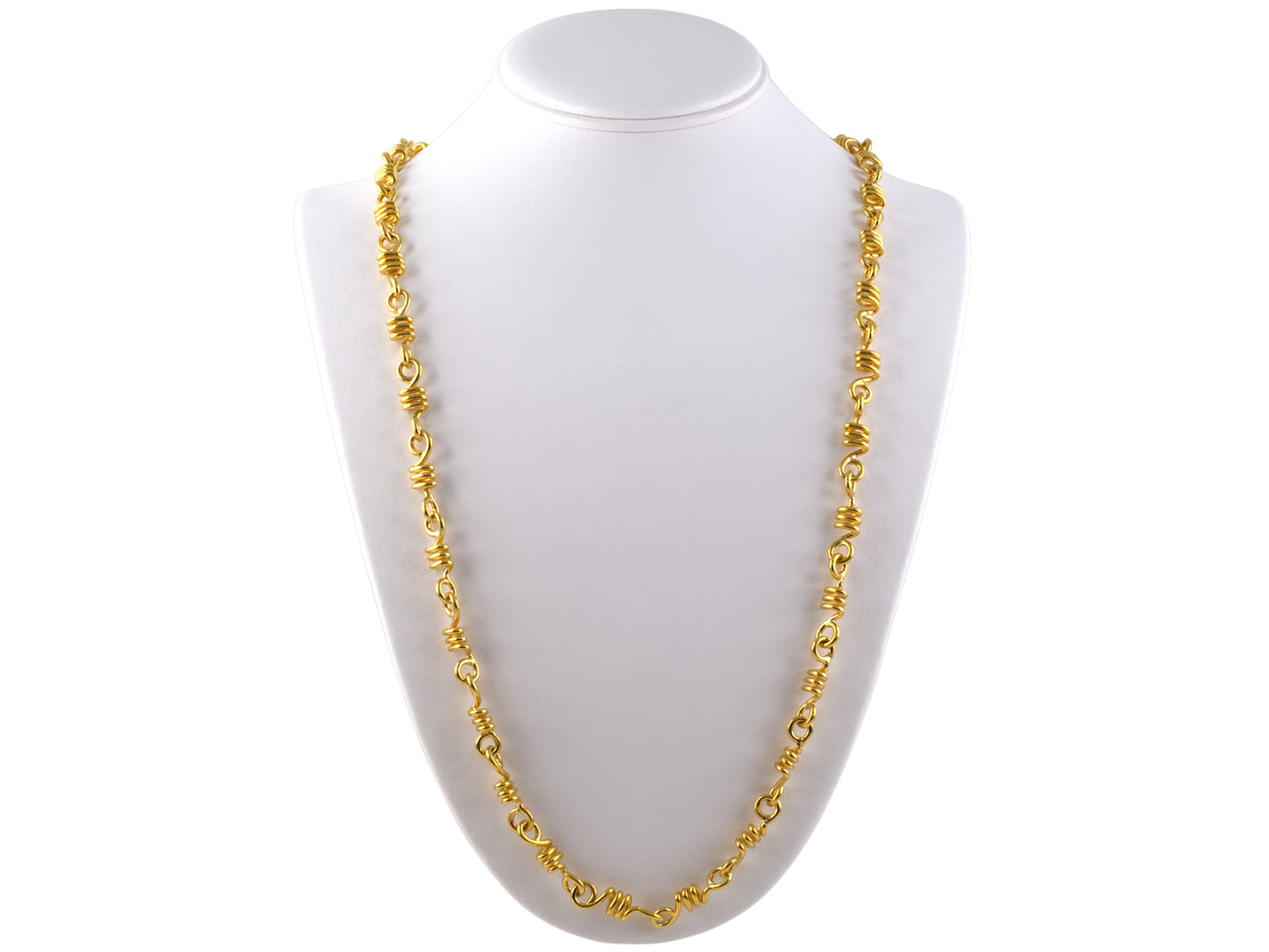 45380 - SOLD - Circa 1980S Verdura Gold Coil Wire Link Necklace