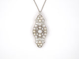 45382 - Circa 1915 Platinum GIA Natural Pearl Diamond Filigree Pendant Necklace