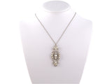 45382 - Circa 1915 Platinum GIA Natural Pearl Diamond Filigree Pendant Necklace