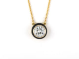 45383 - Cero Gold Platinum GIA Diamond Black Enamel Solitaire Pendant Necklace