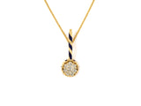 45384 - SOLD - Victorian Gold Diamond Blue Enamel Cluster Drop Pendant Necklace