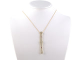 45385 - Edwardian Platinum Gold Diamond Ruby Filigree Bar Pendant Necklace