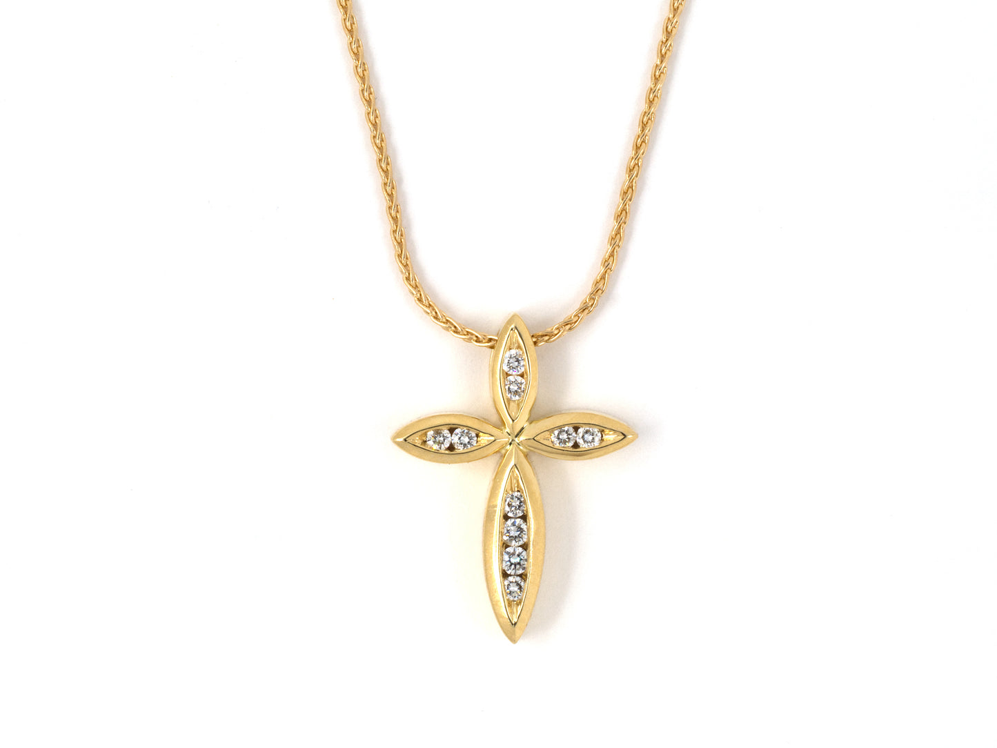 45386 - SOLD - Goodman Gold Diamond Cross Pendant Necklace
