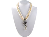 45387 - Circa 1960s Platinum Sapphire Diamond South Sea Pearl 2 Strand Drop Necklace